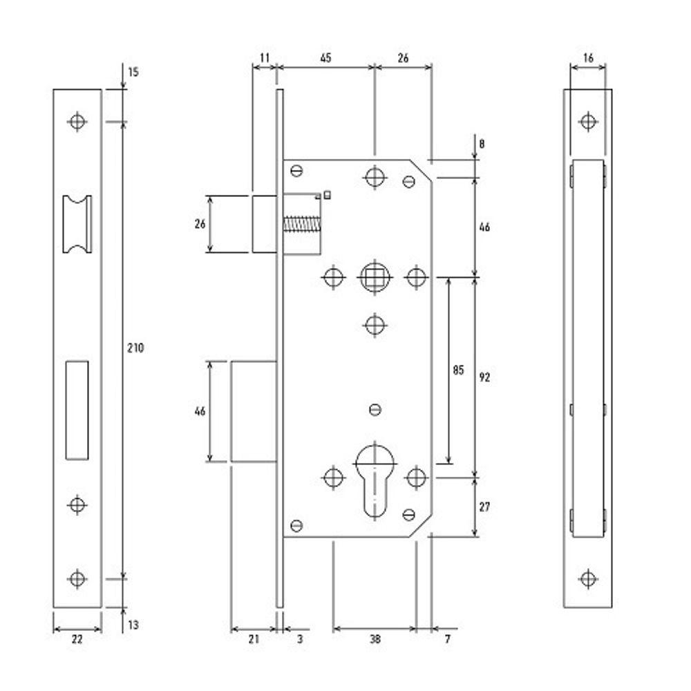 Замок врезной с ручками PALLADIUM ЗВ-AL 1853 CP хром