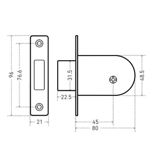 Замок врезной АЛЛЮР 90 крест.ключ латунь
