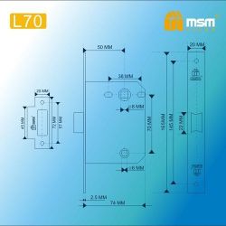 Защелка врезная MSM L70 SN мат.никель