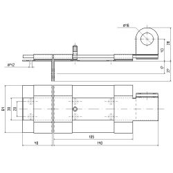 Засов накладной "Делга" (серый) с проушиной