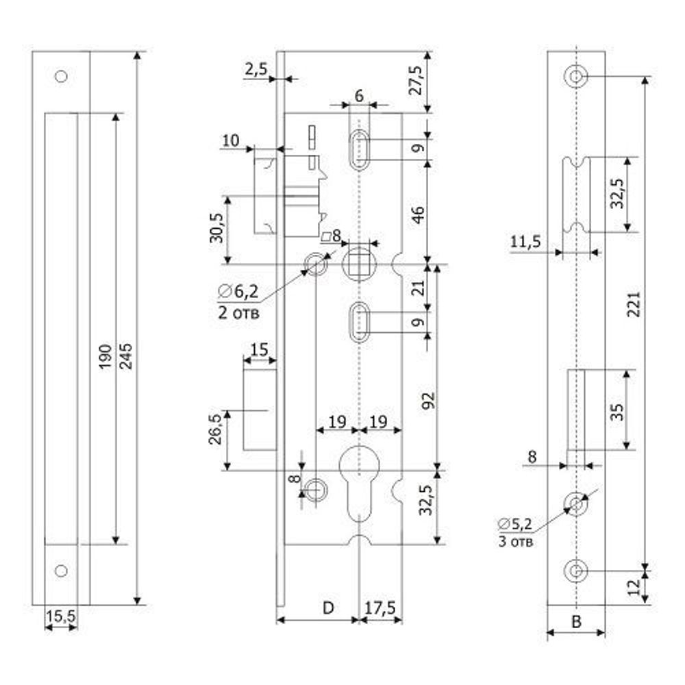 Замок врезной ГАРДИАН 25.11.16 /31401/