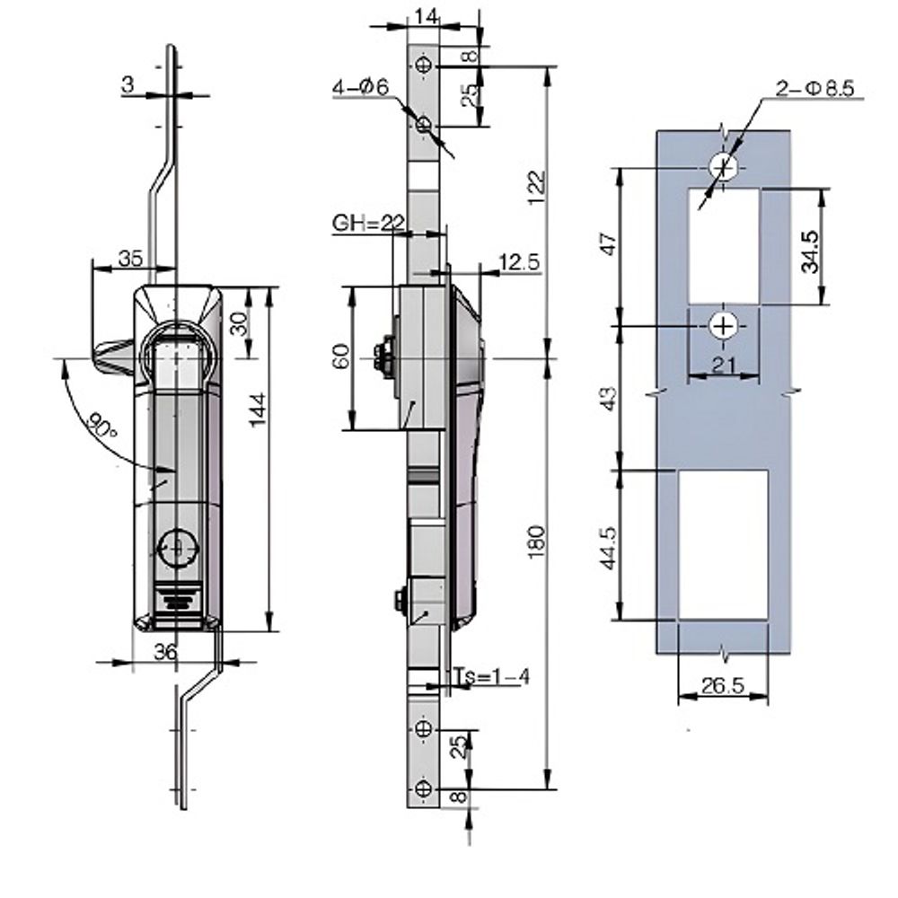 Замок-ручка MS007 под тяги