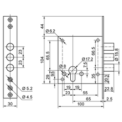 Замок врезной BORDER 87316 (87304) ЗВ1-8Г.У1