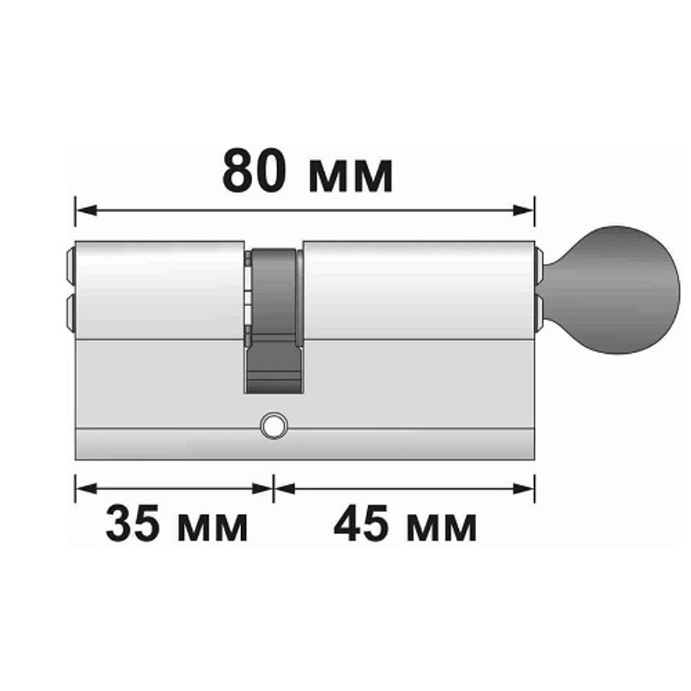 Цилиндровый механизм с вертушкой PUNTO Z402/80 mm (30+10+40) CP хром 5кл. /35273/