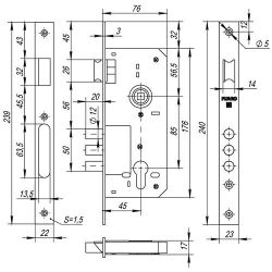 Корпус замка FUARO 900 3MR/CP w/b хром /15450/