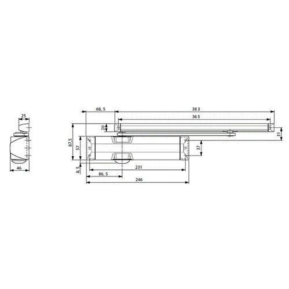Доводчик дверной DORMA TS-90 impulse EN3-4, со скользящим каналом коричневый