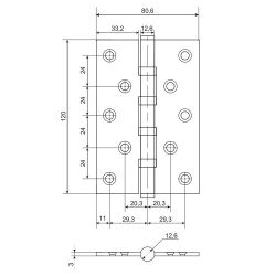 Петля дверная APECS 120x80-B4 Steel GRF графит (1шт)