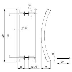 Ручка-скоба FUARO PH-24-25/350-INOX нержавейка 304 /35833/