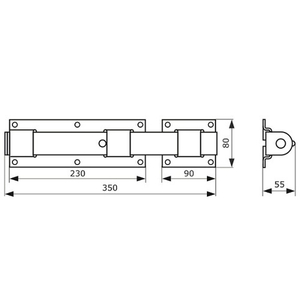 Засов с проушиной плоский ДОМАРТ ЗПП-350 черный