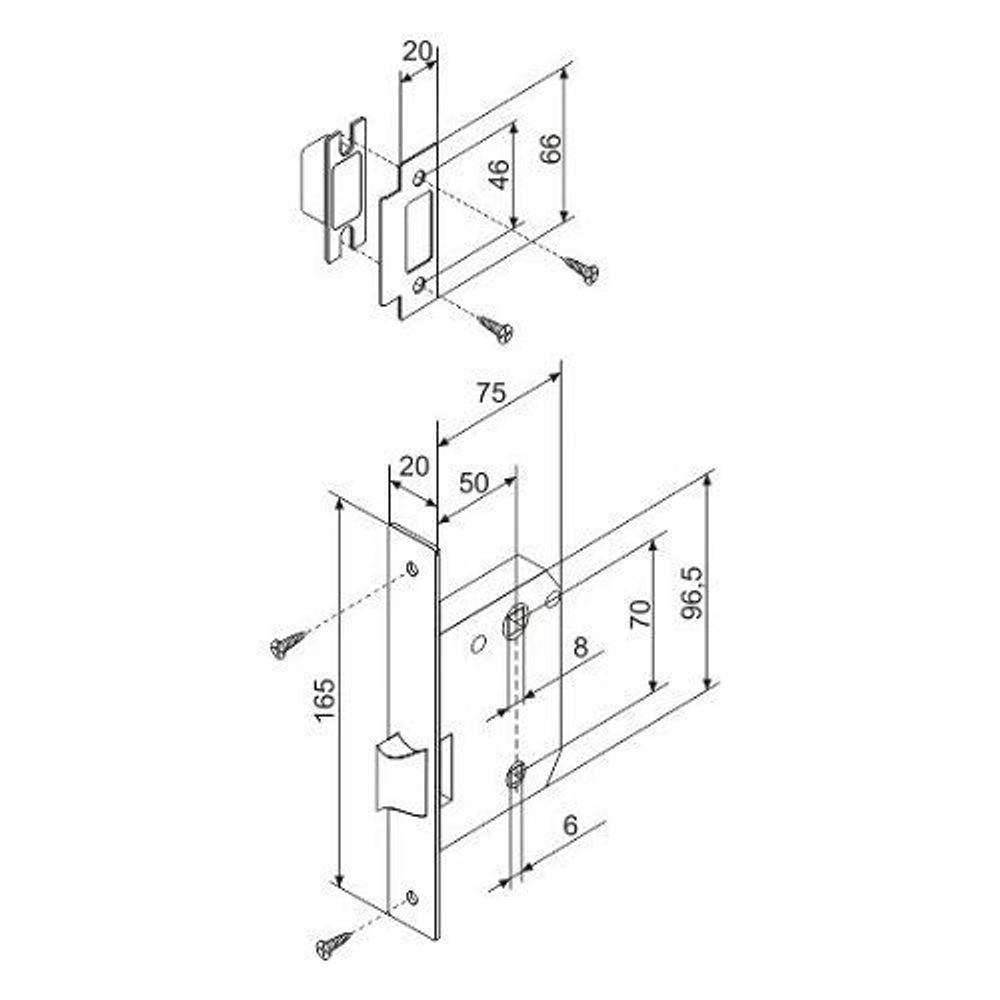 Защелка врезная FUARO P72-50 BL черный /42359/