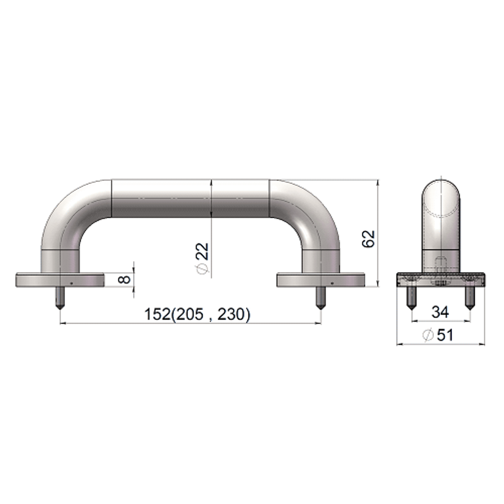Ручка-скоба КРИТ-М SHA-19 205 мм (нержавейка)