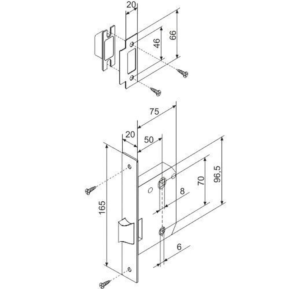 Защелка врезная FUARO F72-50 AB бронза /27367/