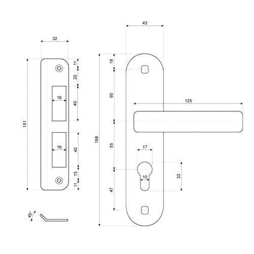 Замок врезной ЗУБЕР ЗВ 1623-55 мм CP хром