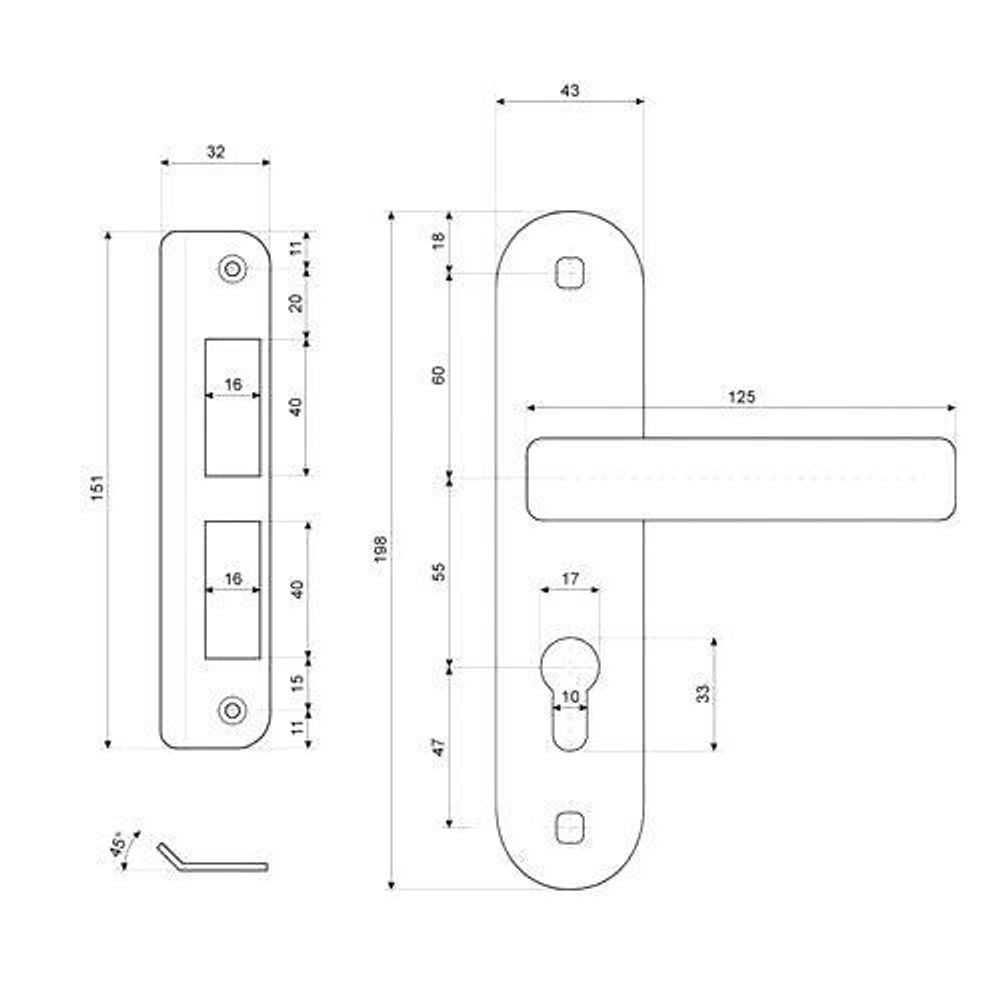 Технические характеристики врезного замка с ручкой