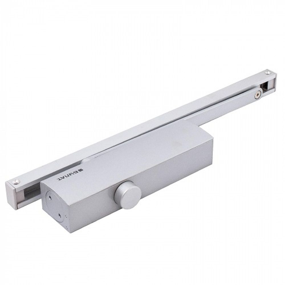 Доводчик дверной БУЛАТ со скольз. тягой ДД812/5 CH-S (CS+LS+SL+HO+BC+DA+PA) 15-80кг серебро