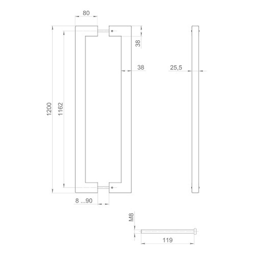 Ручка-скоба FUARO PH-26-38/1200-INOX black нержавейка 304 /58195/