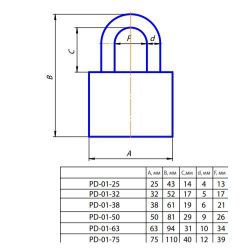 Замок навесной APECS PD-01-38