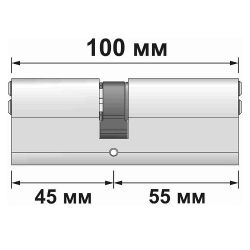 Механизм цилиндровый ABUS X6410 ключ/ключ 45-55 (100 мм) NI (5 key)