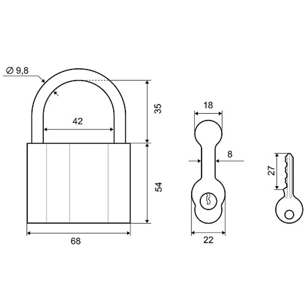 Замок навесной PALLADIUM 601S-70