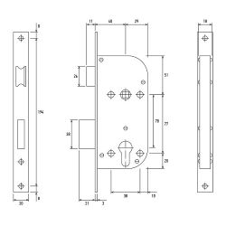 Замок врезной с ручками PALLADIUM ЗВ-1703 AB бронза