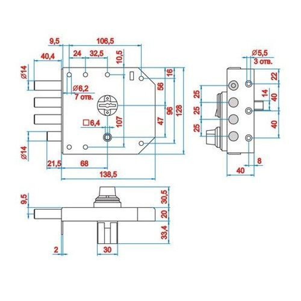 Замок накладной ЭЛЬБОР 1.05.59.5.МА Базальт