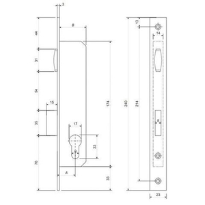Замок врезной APECS 7500-20-R NI никель