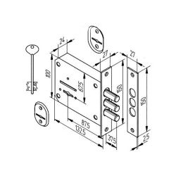 Замок врезной сувальдный KERBEROS 115.21.003 3 кл. /41309/