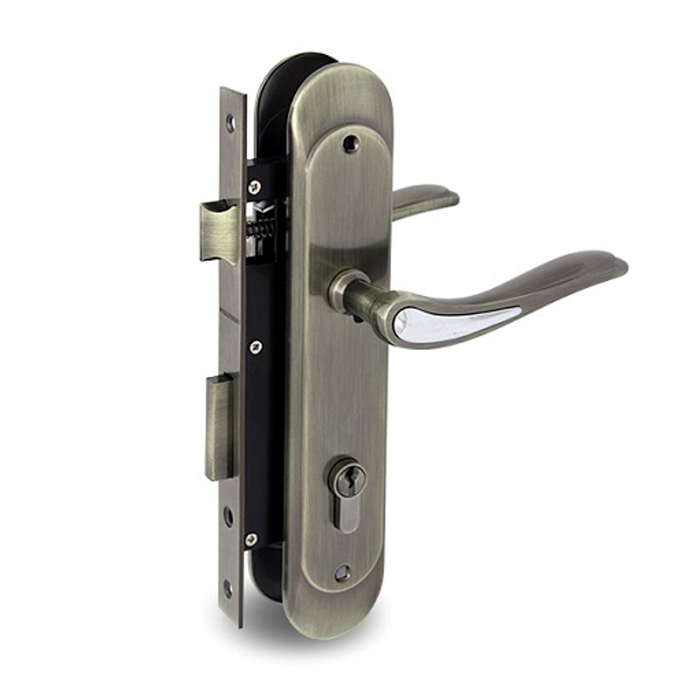 Замок врезной с ручками PALLADIUM ЗВ-1856 AB/CP бронза/хром