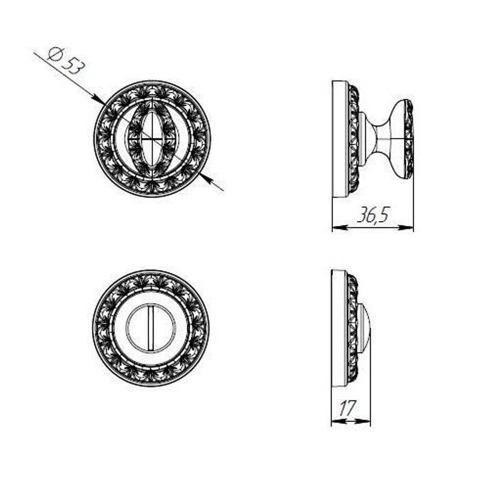 Ручка поворотная PUNTO BK6 MT OBL-20 антич.черный /39599/