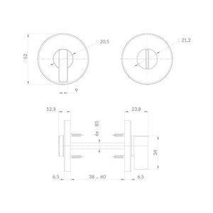 Ручка поворотная PUNTO BK6 EST.R52 JOY CP-8 хром /61123/
