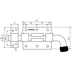 Шпингалет дверной APECS DB-01-90 CR хром