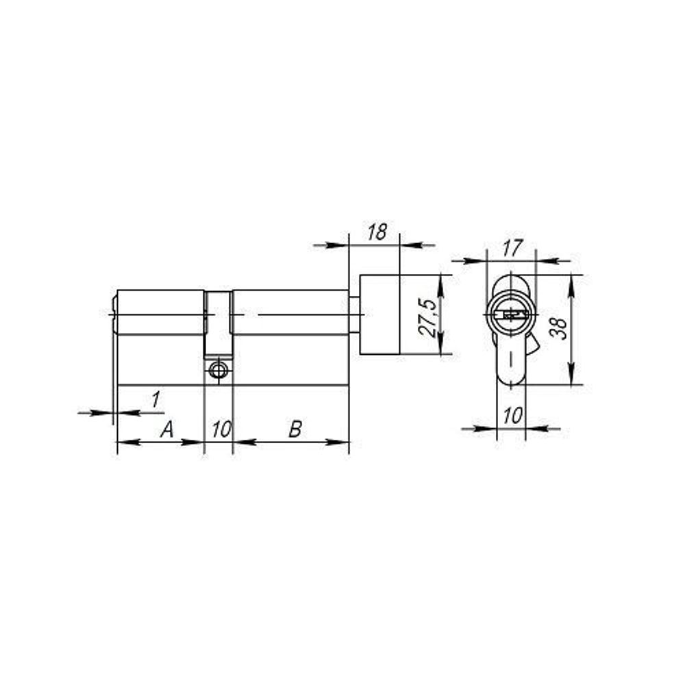 Цилиндровый механизм с вертушкой AJAX AX202/120 (55+10+55) CP хром 5 кл /41301/