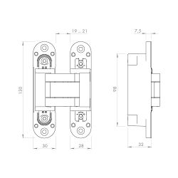 Петля скрытой установки ARMADILLO U3D5000.VPG (Kubica K6360,Anselmi 511/512)SC мат.хром/49047/ (1шт)