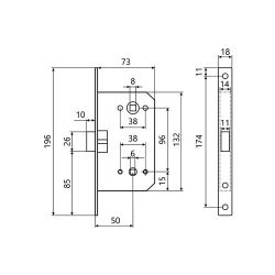 Замок врезной АЛЛЮР АРТ 5300-MC-WC SB мат.золото