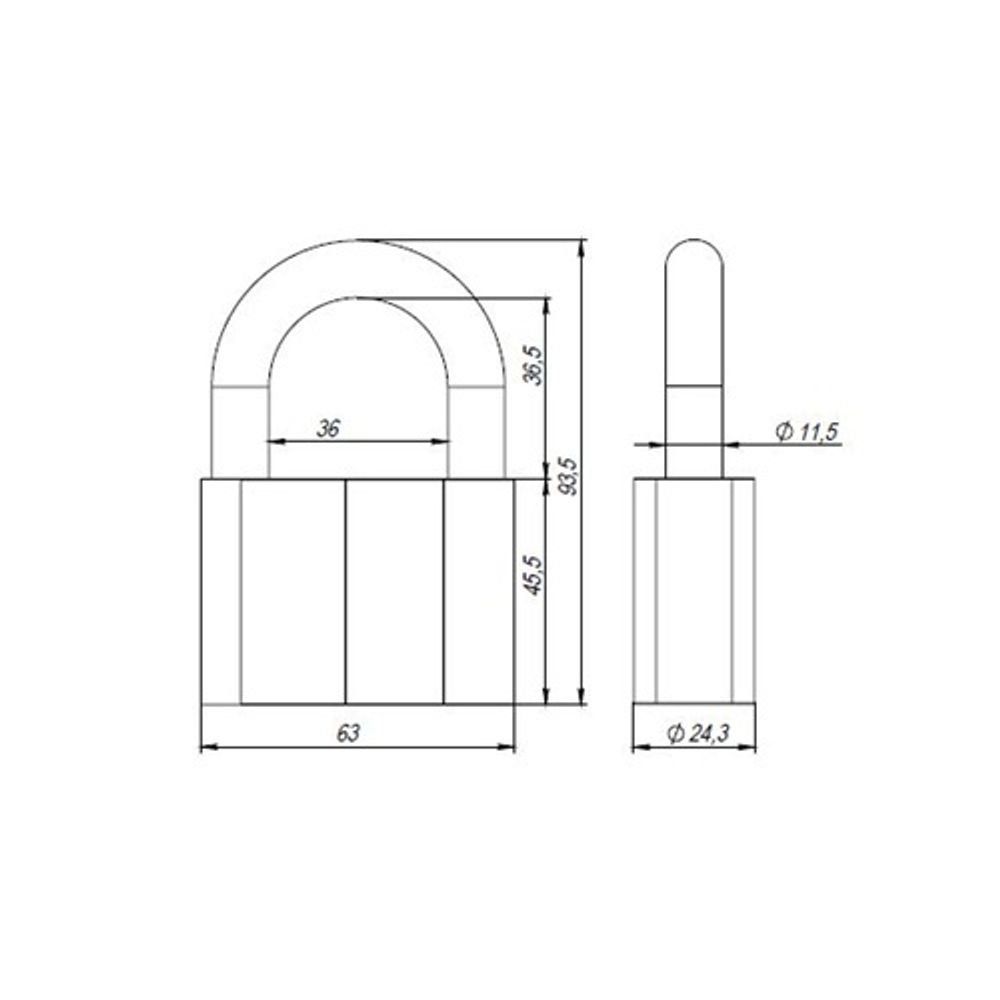 Замок навесной AJAX PD-40-70 (3 fin key) /42571/