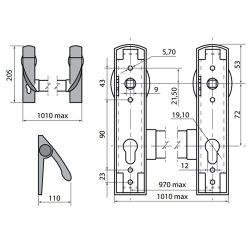 Ручка-штанга нажимная APECS PB-1300A-Panic-BL/SL