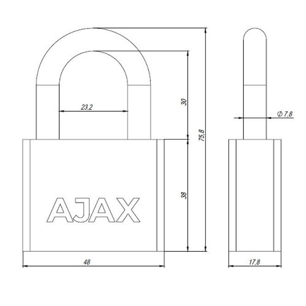 Замок навесной AJAX PD-30-50 (3 fin key) /42577/