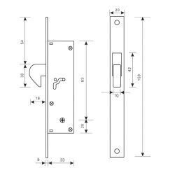 Замок врезной APECS 72-K CR хром