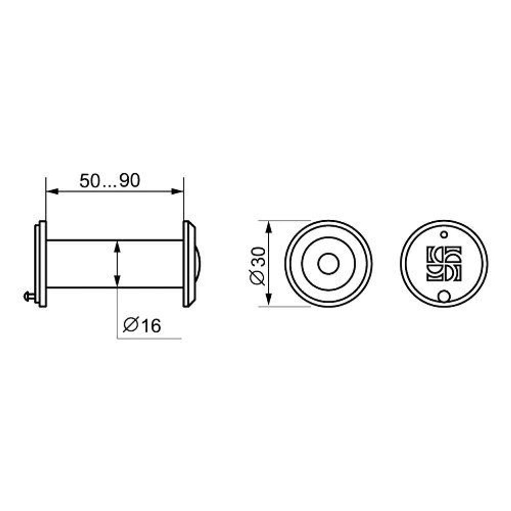 Глазок дверной FUARO DVZ3, 16/200/50-90 СР хром /30263/