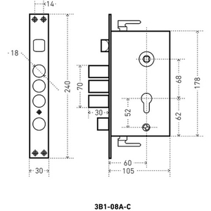 Замок врезной АЛЛЮР ЗВ1-08A-C универсальный