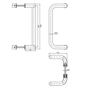 Ручки-скобы AVERS HC-0905-25/300-INOX