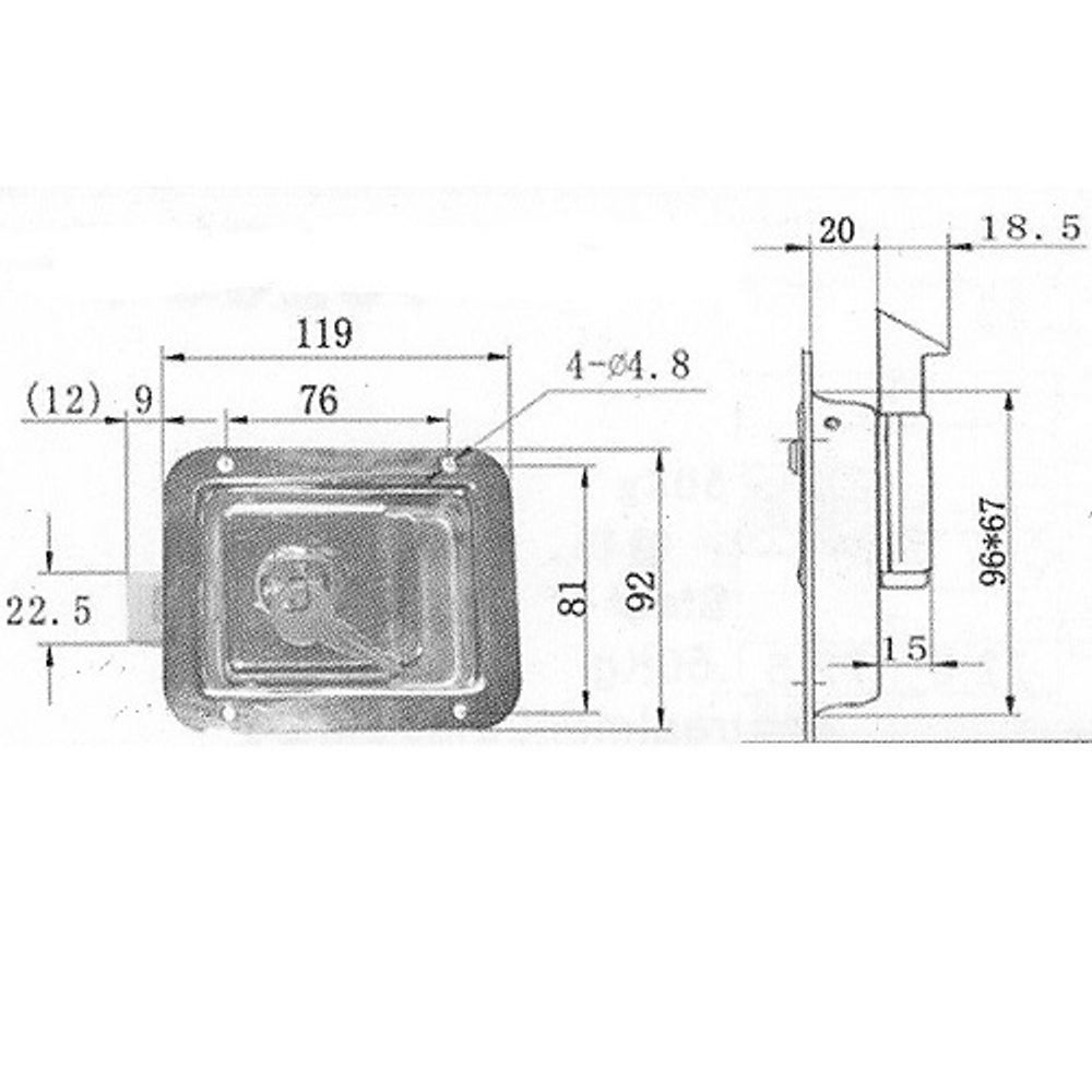 Замок врезной клавишный 119х92 Hito