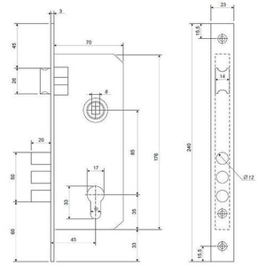 Замок врезной APECS 2600 CR хром