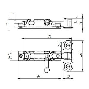 Задвижка накладная КУНГУР ЗТ1 цинк (200) мт (1шт)