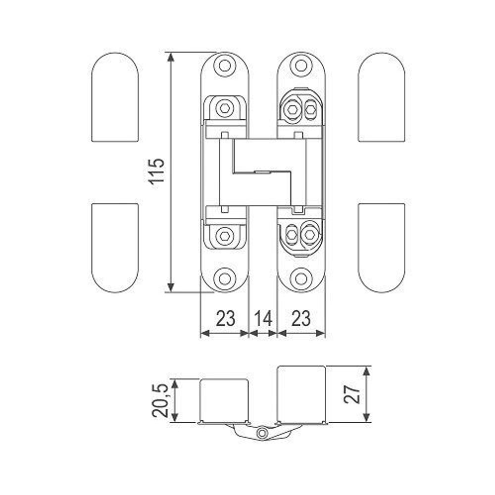 Петля дверная скрытого монтажа PORTA DI PARMA SG мат. золото (аналог Eclipse 3.0) (1шт)