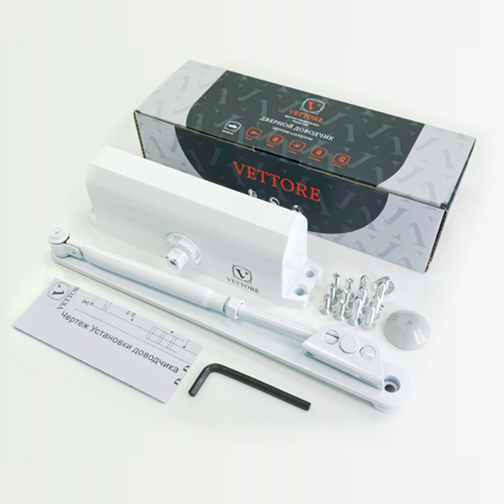 Доводчик дверной VETTORE C-80 W (белый)