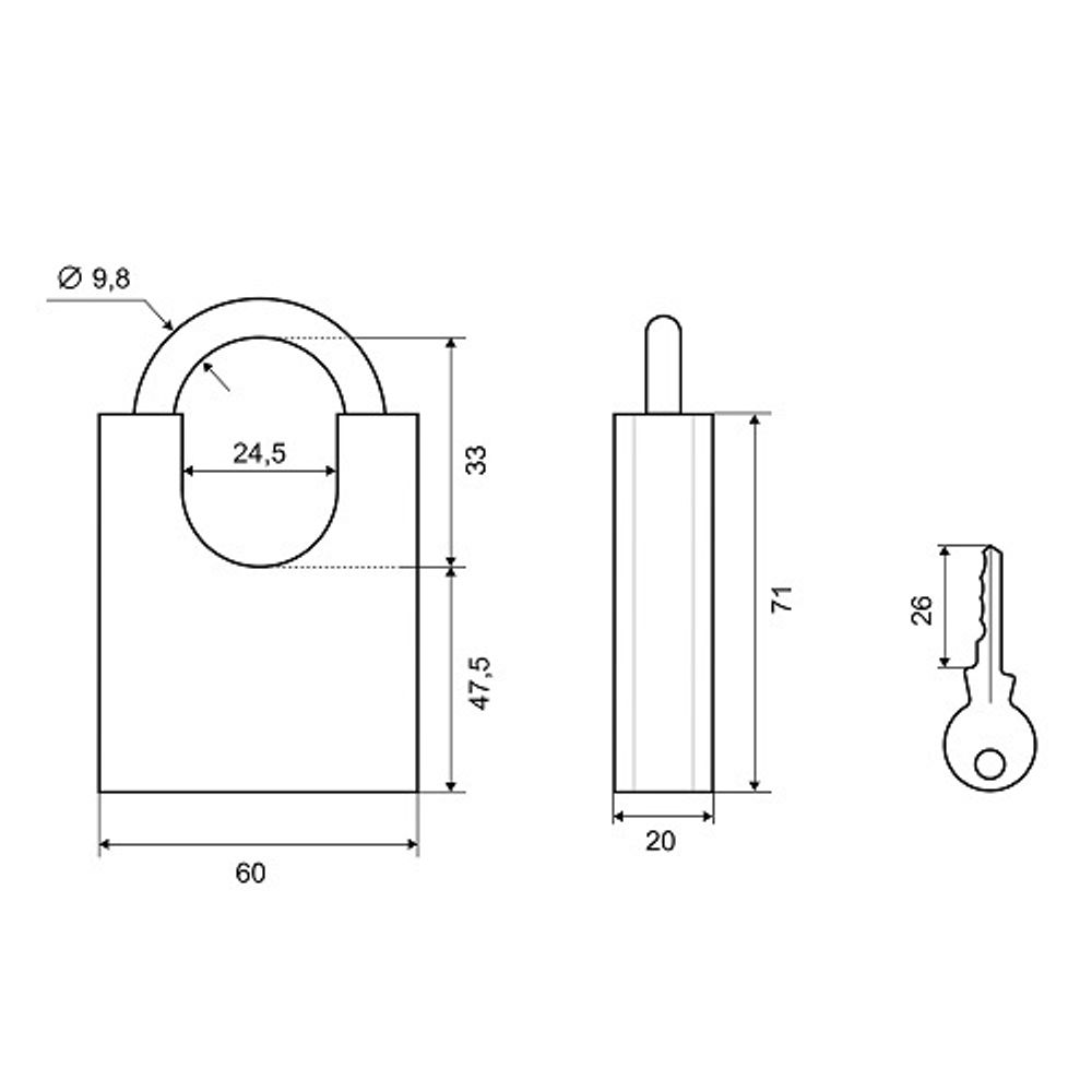 Замок навесной PALLADIUM 507F-60