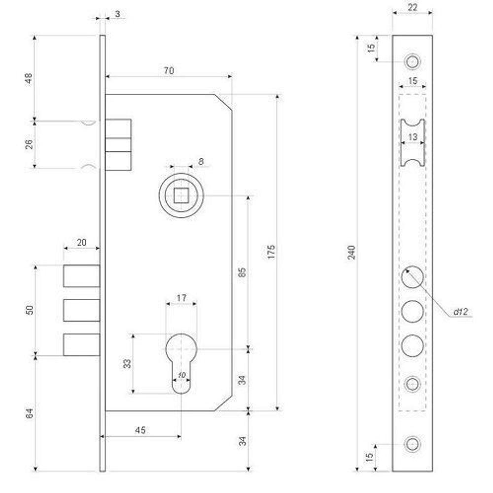 Корпус замка APECS 2200/60 CR хром