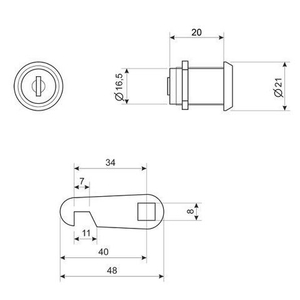 Замок почтовый AVERS CAM-01/20 NI никель