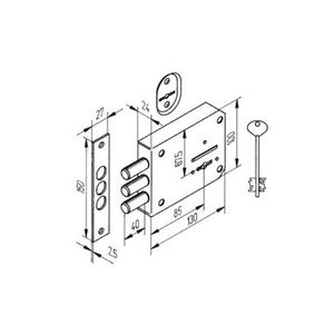 Замок накладной сувальдный KERBEROS 115.11.033 3кл.